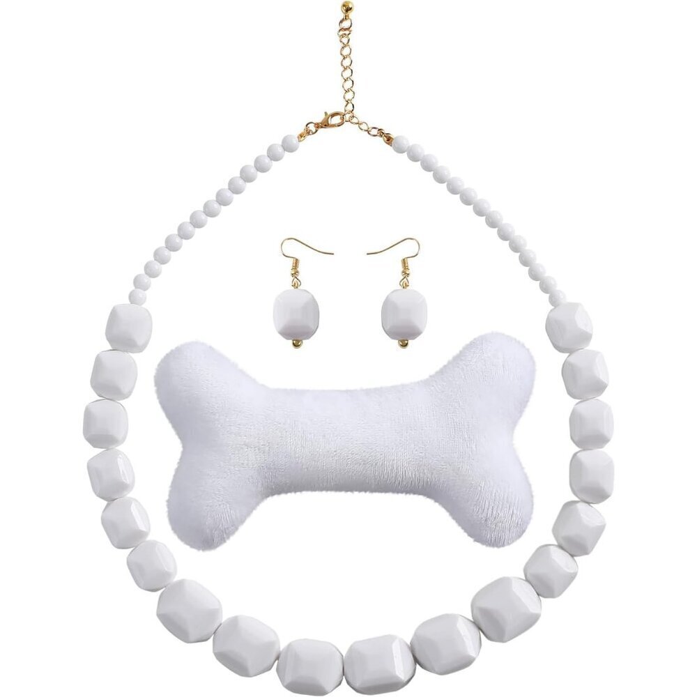 Women Halloween Accessories Set Bone Hair Clip Necklace Earrings Cosplay